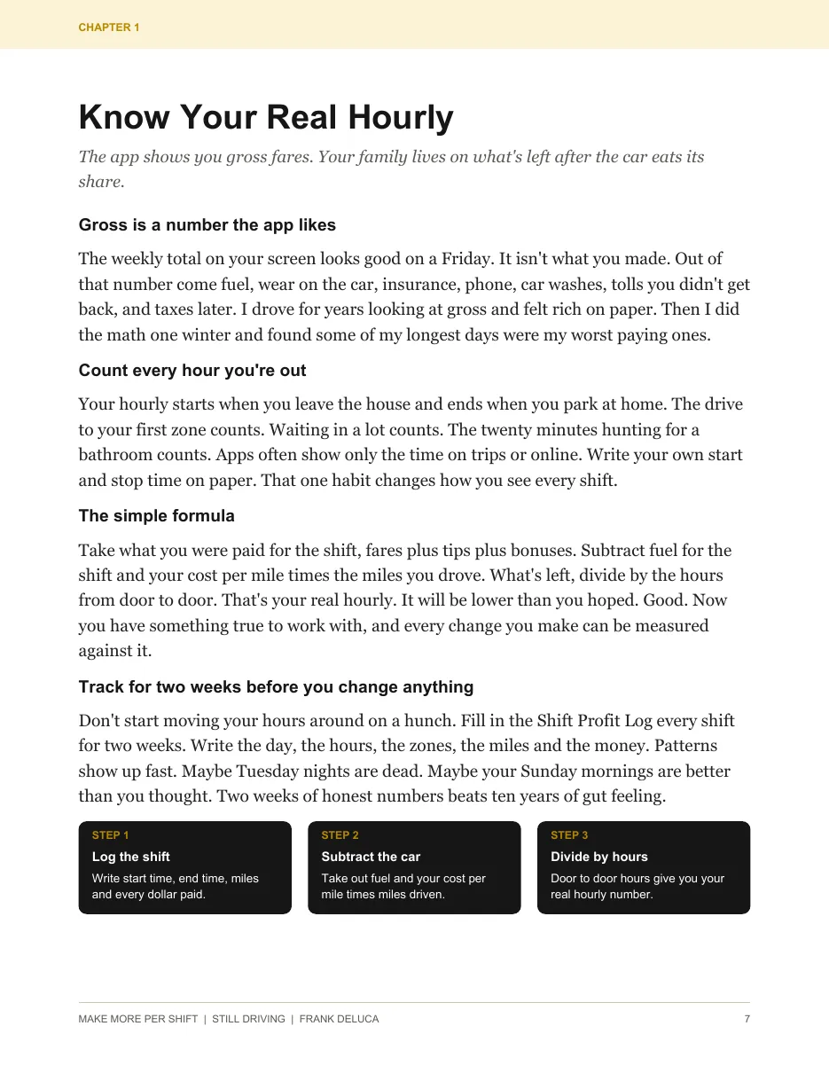 Actual page: Chapter 1, Know Your Real Hourly, from Make More Per Shift